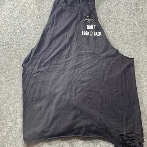 Men's Black 'Don't Look Back' Distressed Tank Top